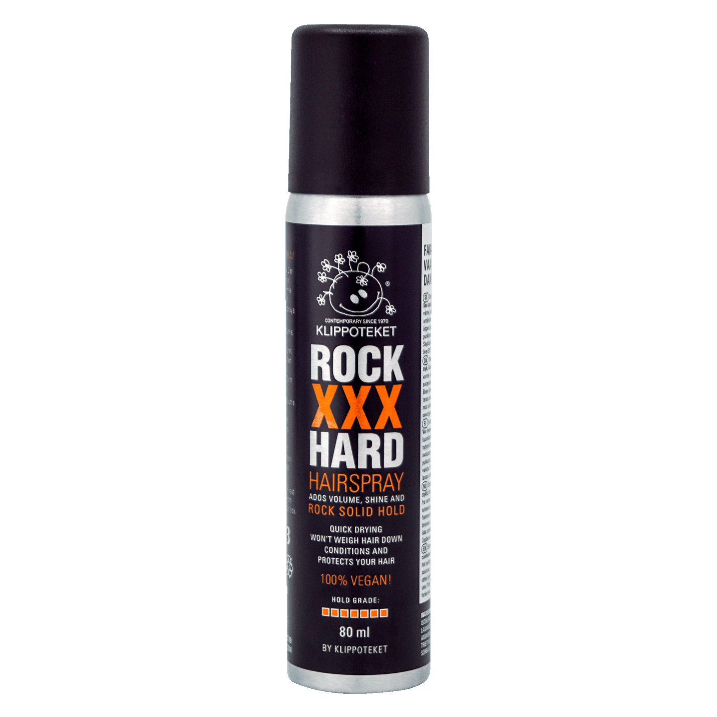 Hårspray Klippoteket Rock Hard Svart Minispray. Klippoteket Styling